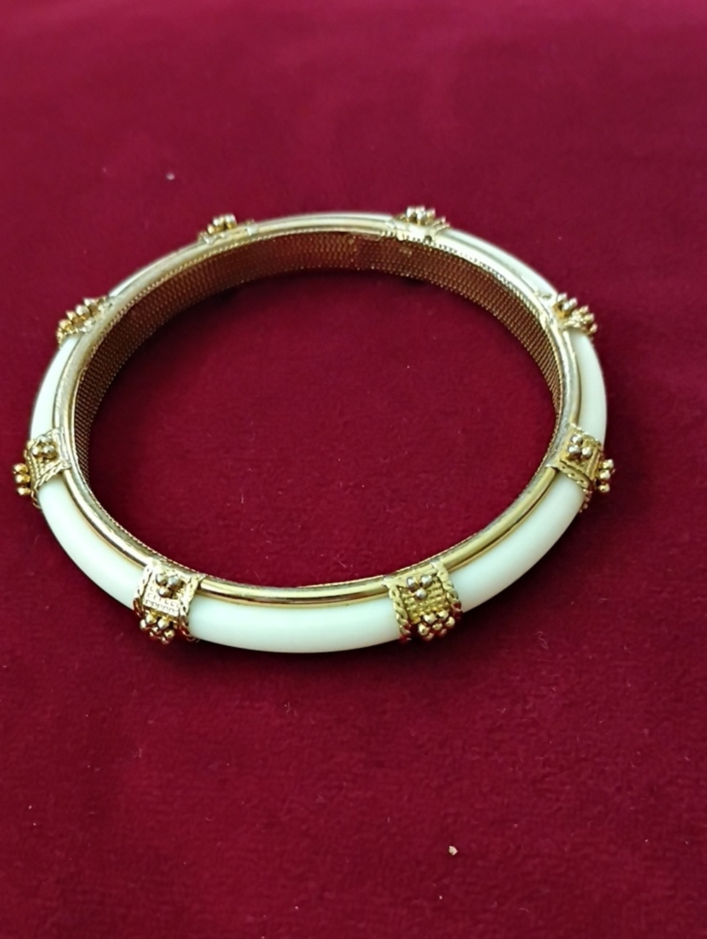 Elegant Gold-Tone and Ivory Bangle Bracelet
